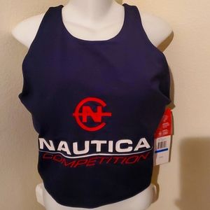 Nautica Navy Blue Red Logo Crop Tank Top